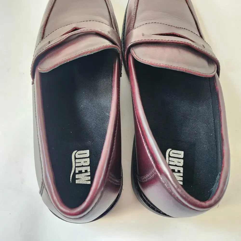 Drew Essex Penny‎ Loafers Men's 9 WIDE Brown Leather Orthopedic Slip-on Shoes